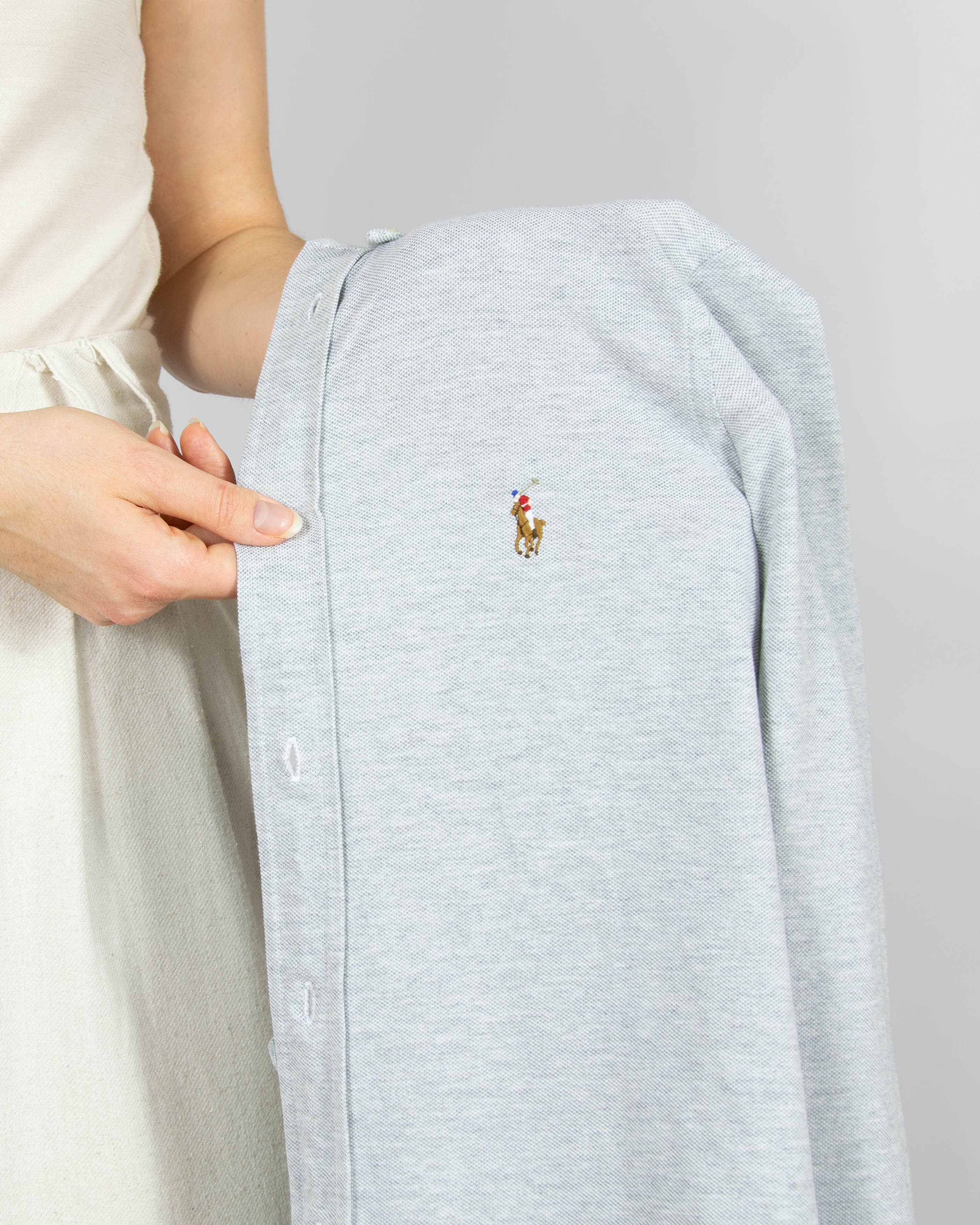 Szara bawełniana Oxford Knit koszula Ralph Lauren - S
