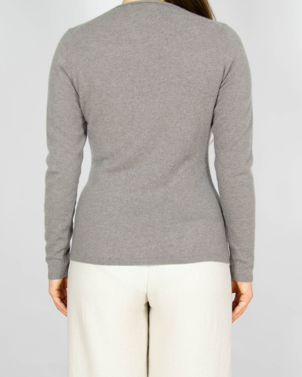 Szarobeżowy kaszmirowy sweter WHITE T - S/M