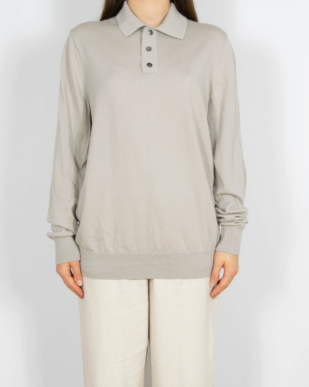 Szarobeżowy wełniany (merino) sweter Arket