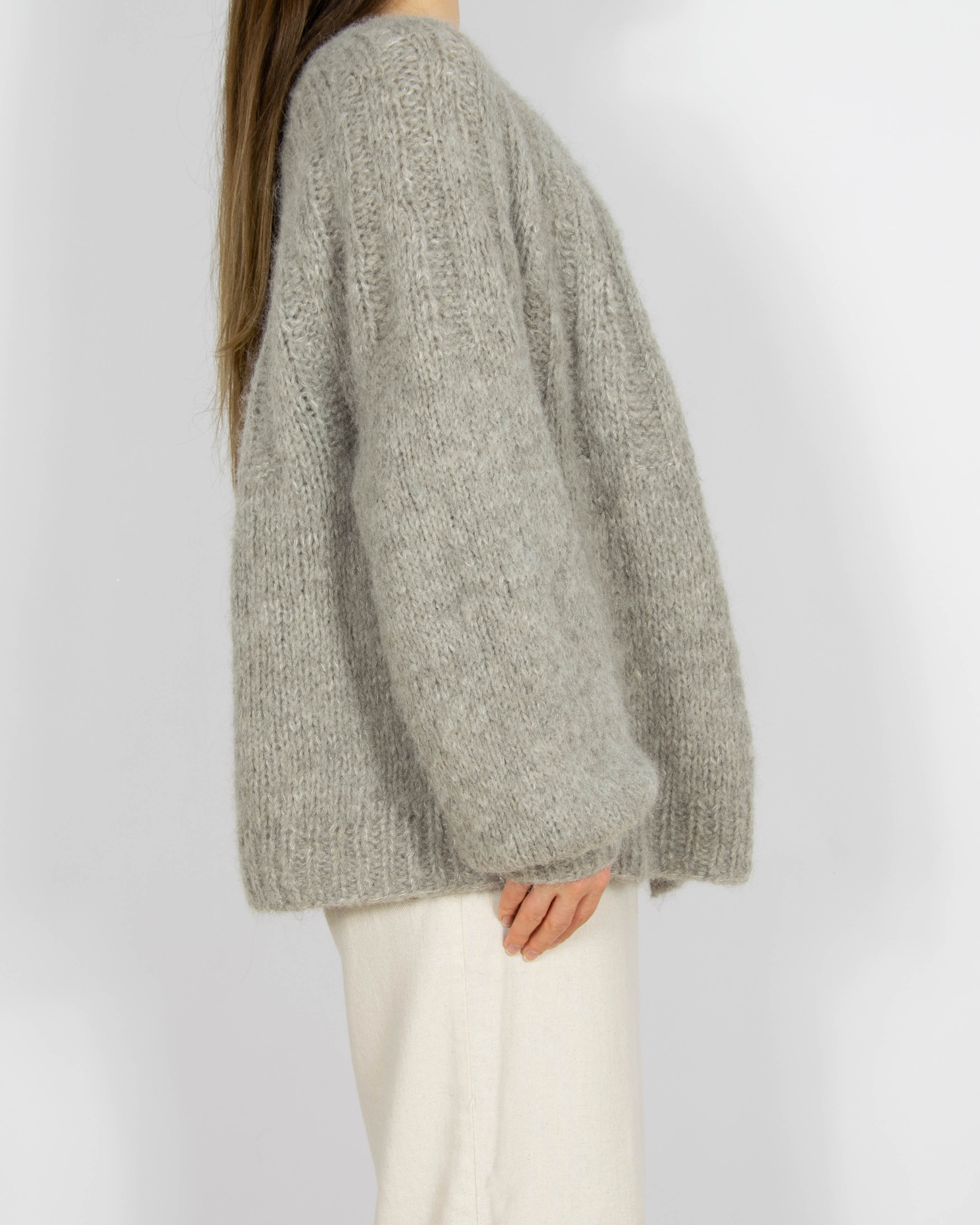 Szary wełniany (alpaka) kardigan Handmade