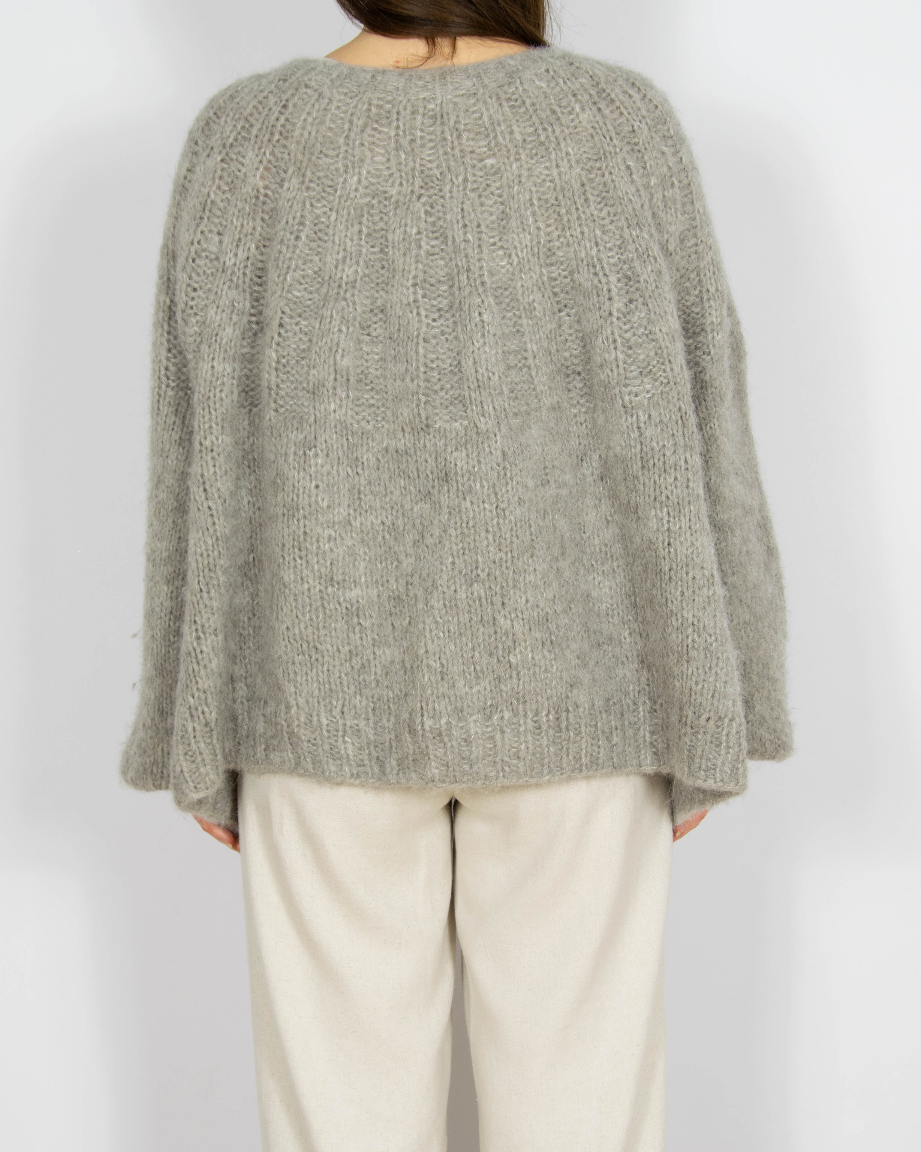 Szary wełniany (alpaka) kardigan Handmade