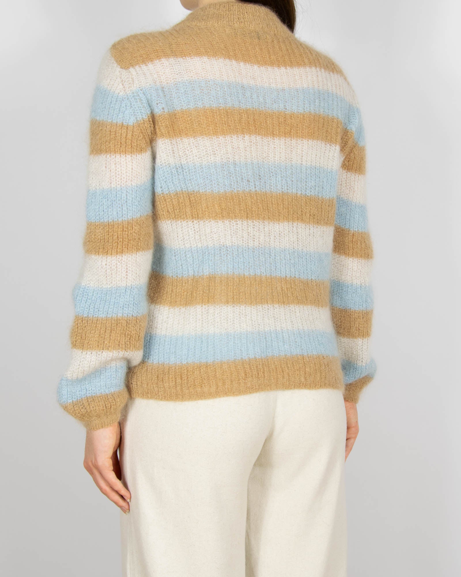 Wełniany (wełna + moher) sweter w paski GESTUZ - S