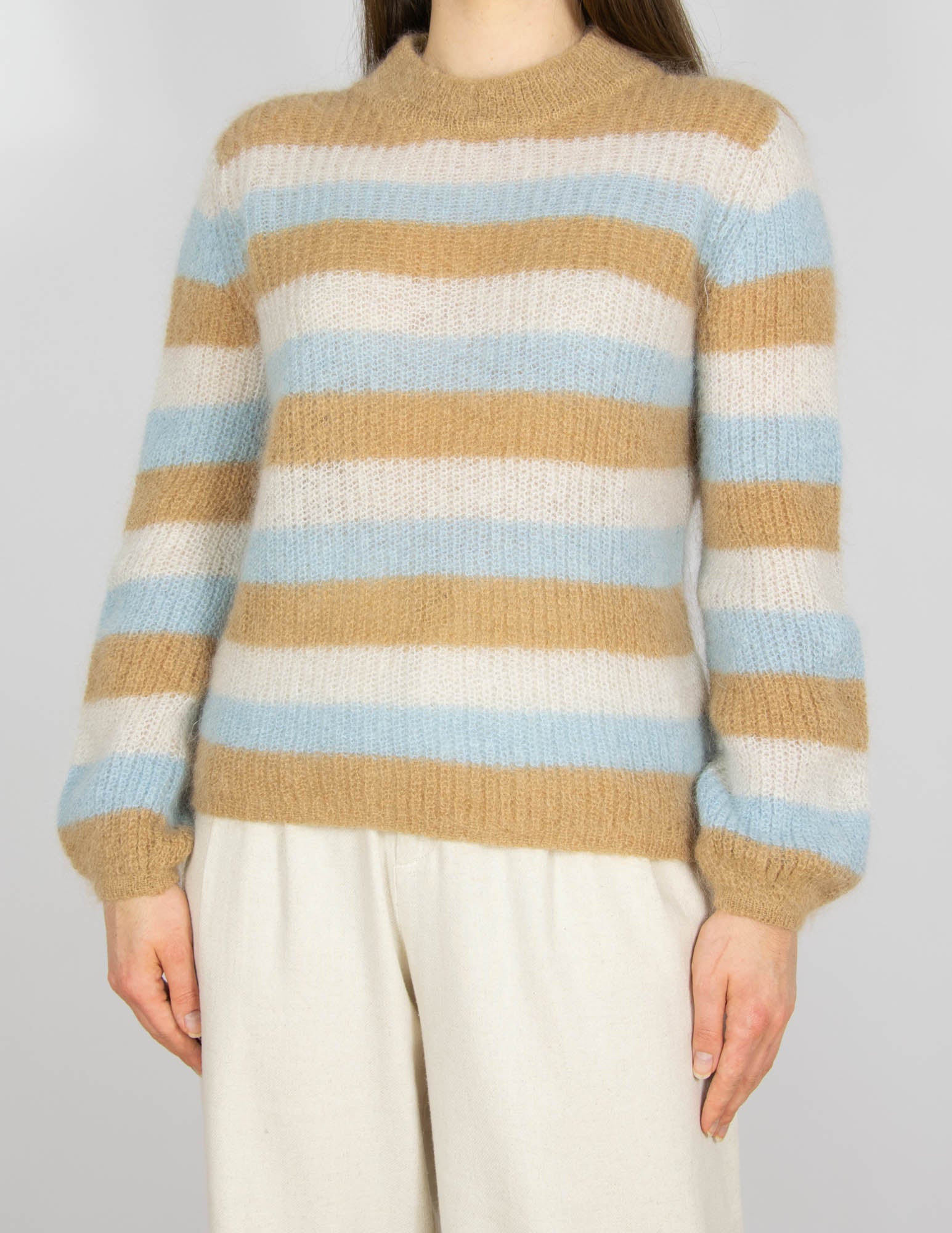 Wełniany (wełna + moher) sweter w paski GESTUZ