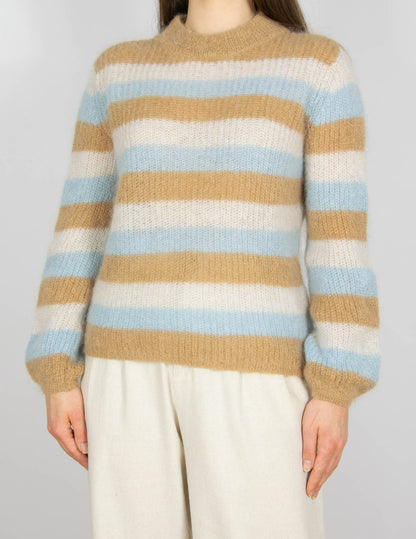 Wełniany (wełna + moher) sweter w paski GESTUZ