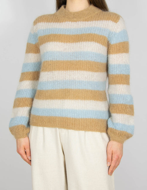 Wełniany (wełna + moher) sweter w paski GESTUZ