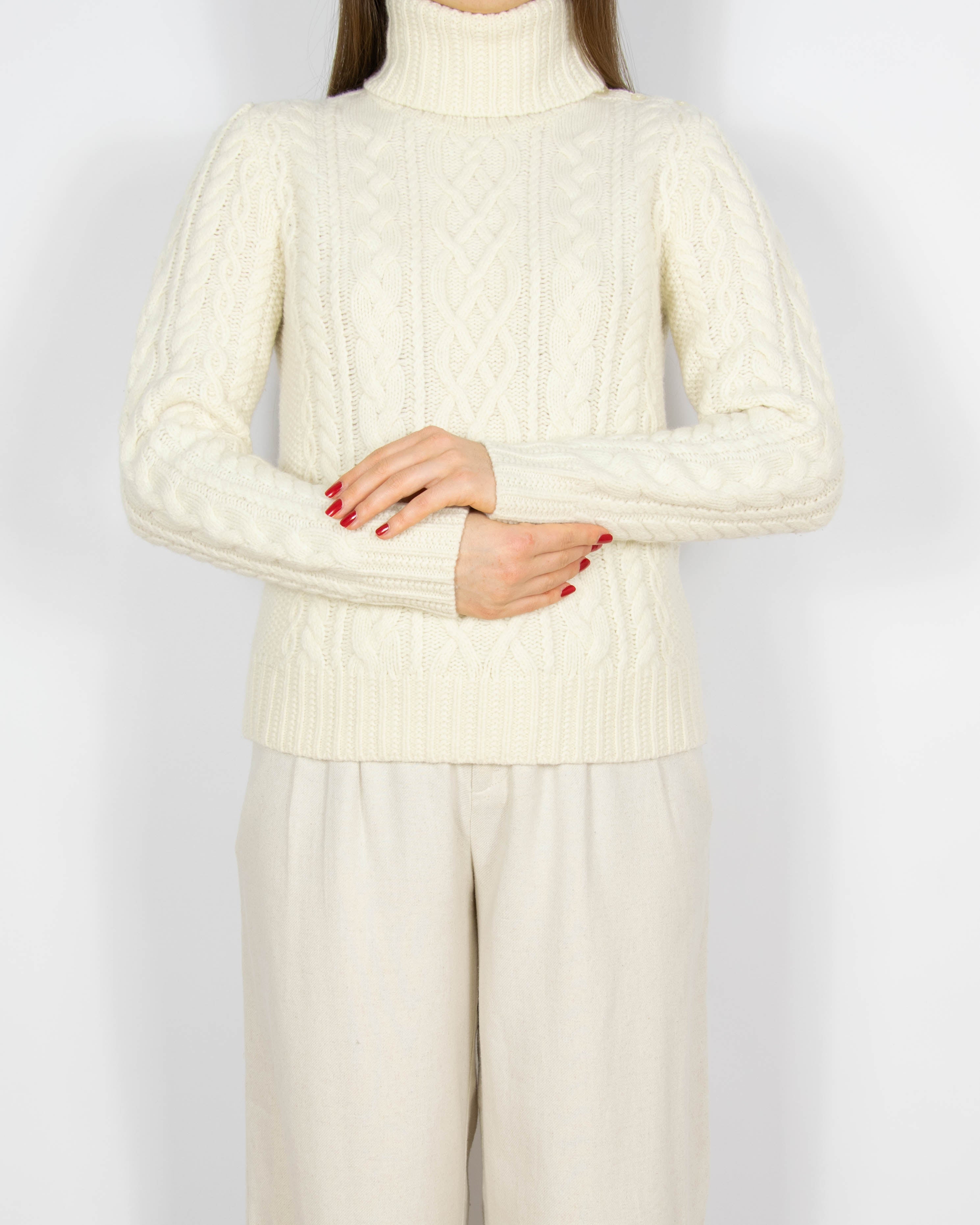 Kremowy wełniany sweter z kaszmirem Ralph Lauren - XS/S