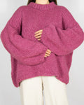 Wiśniowy wełniany (alpaka) sweter Handmade