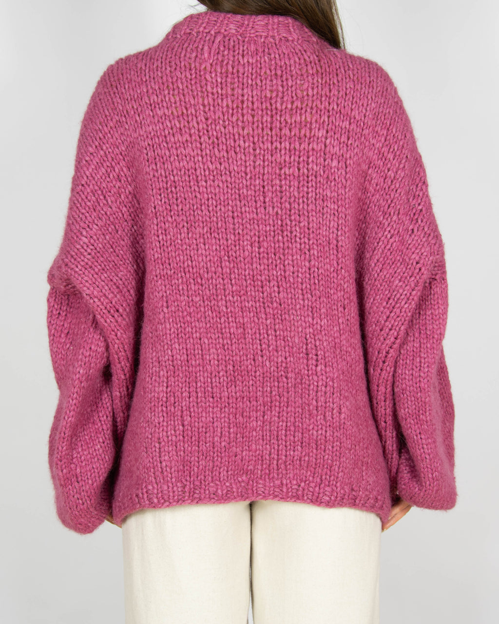 Wiśniowy wełniany (alpaka) sweter Handmade