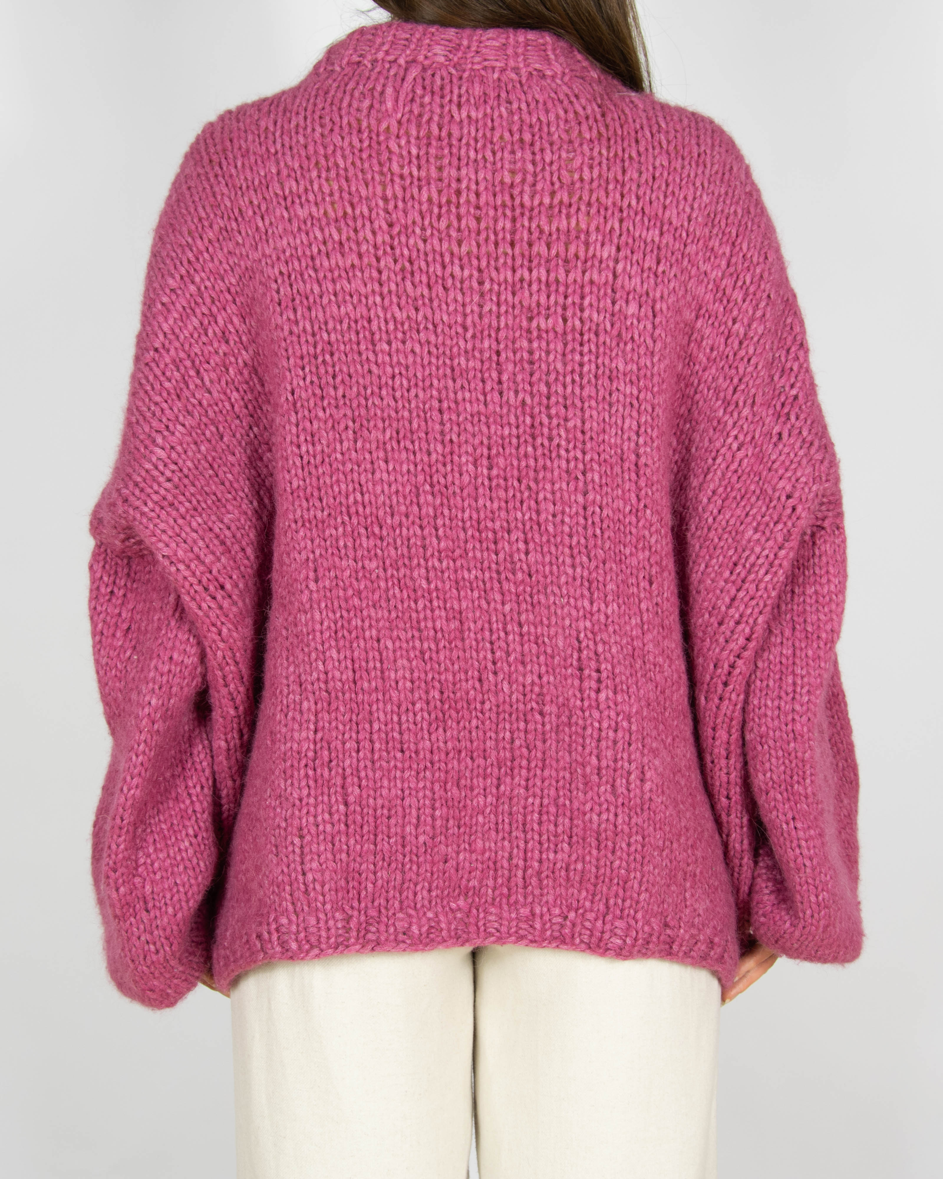Wiśniowy wełniany (alpaka) sweter Handmade