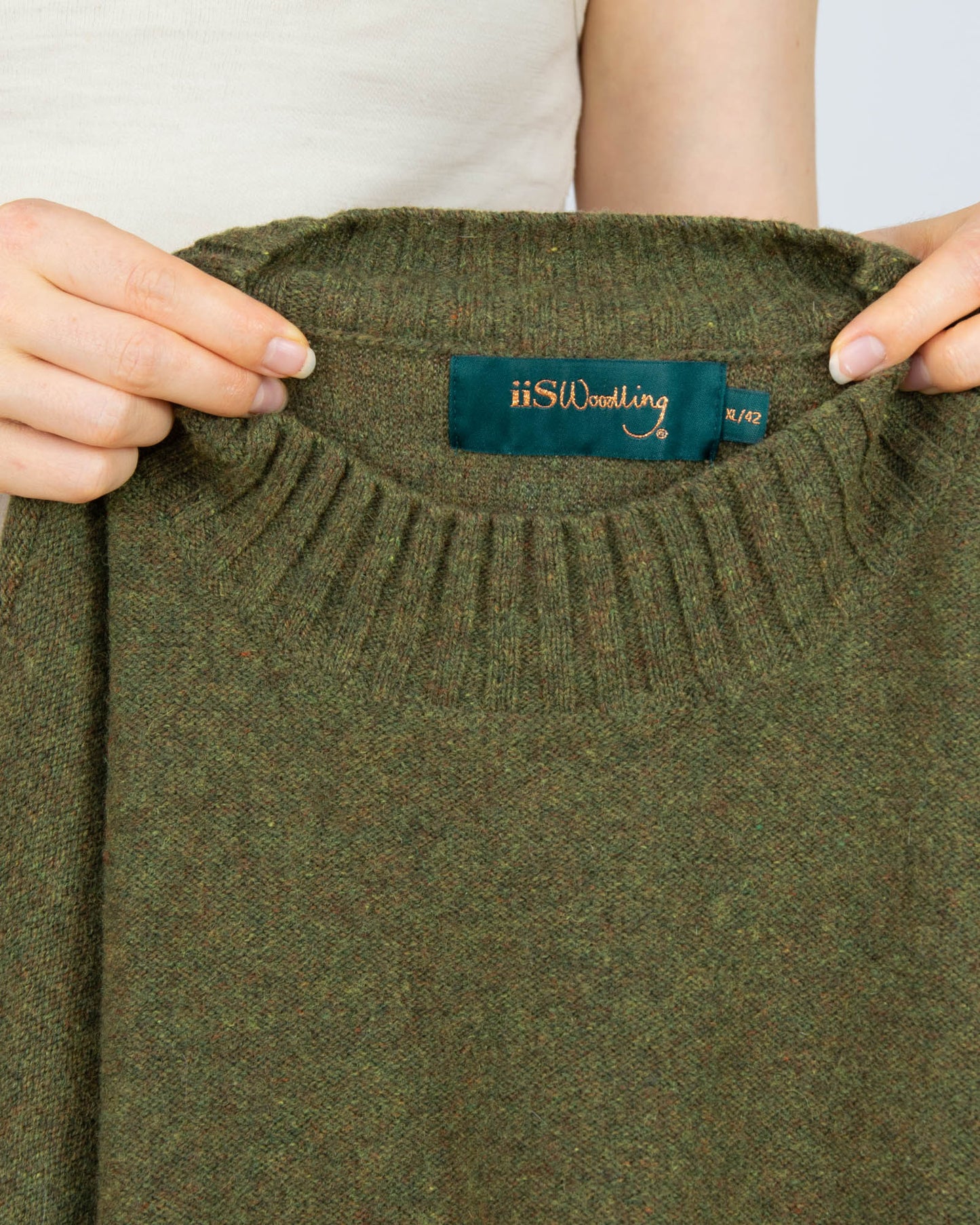 Oliwkowy khaki (wełna jagnięca) sweter WOODLING - XL