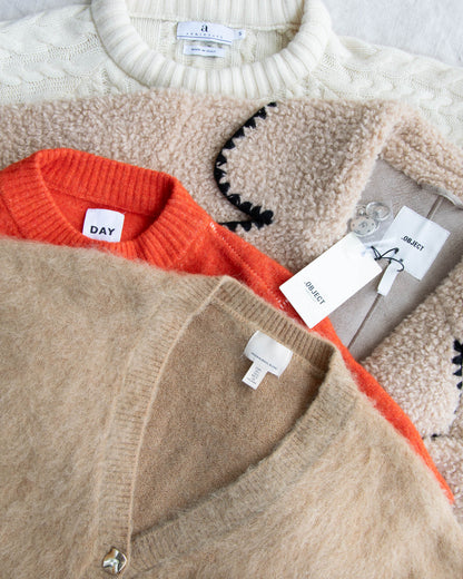 Pomarańczowo czerwony (alpaka + wełna) sweter DAY Birger et Mikkelsen - M/L