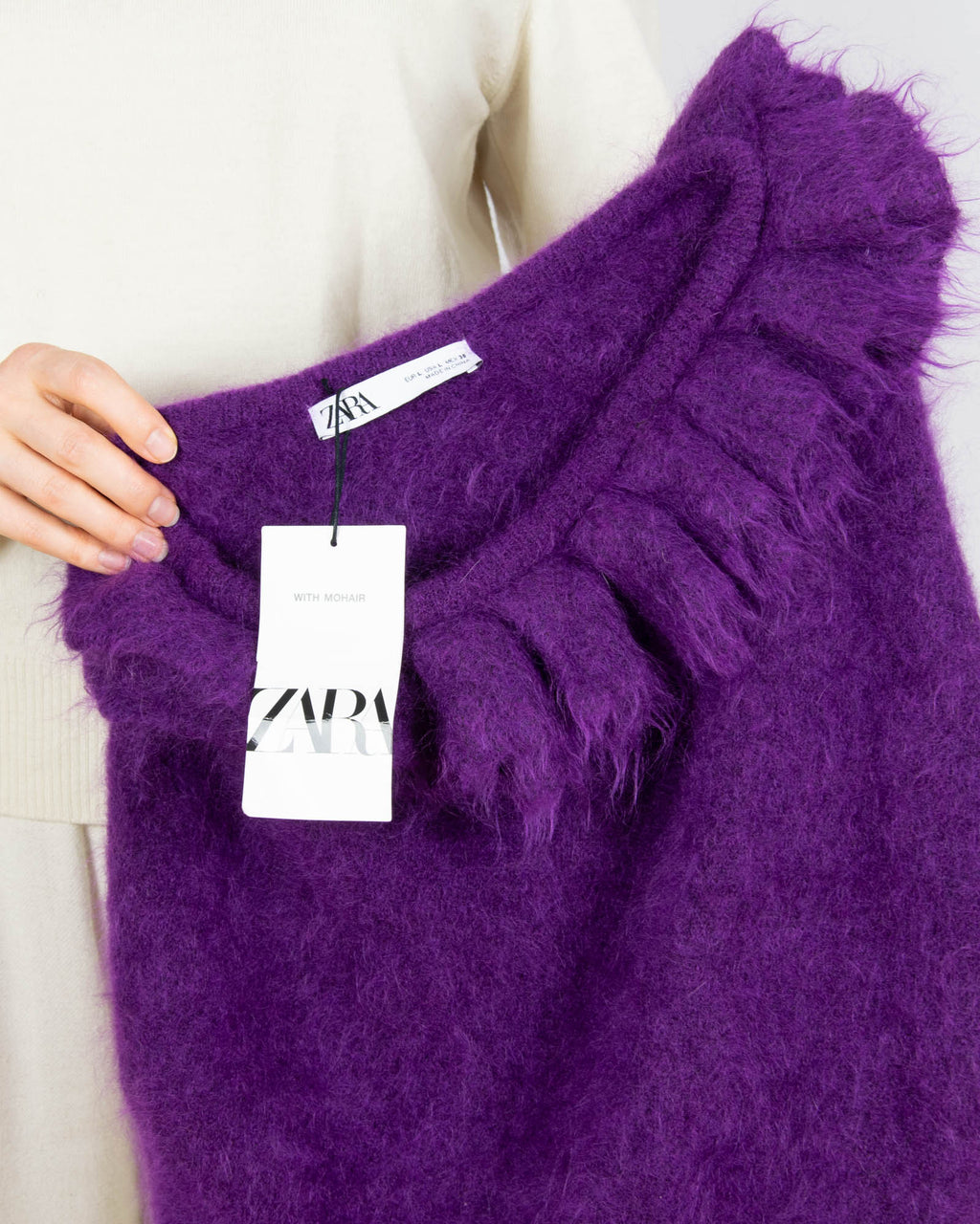 Fioletowy moherowy sweter Zara - S/M