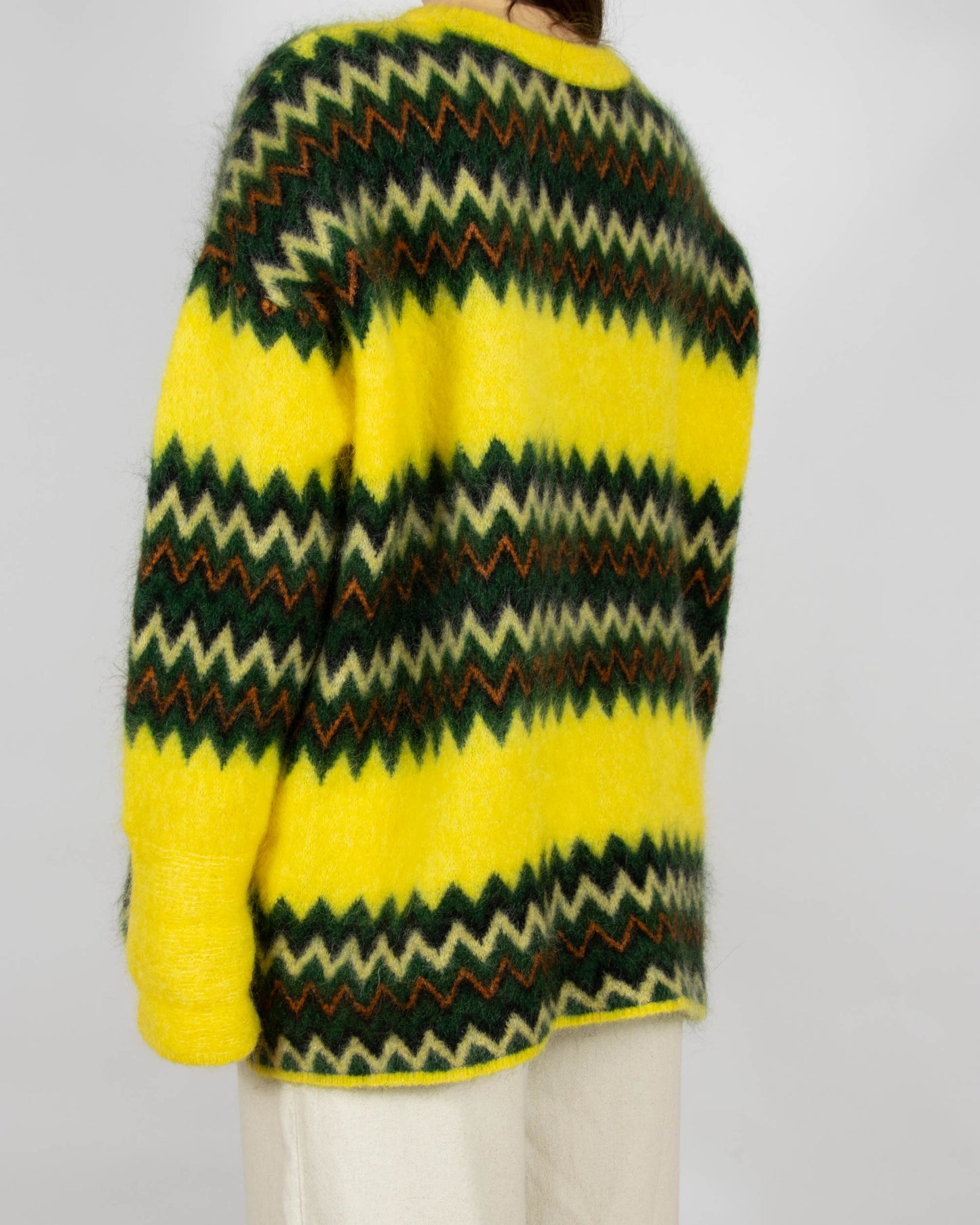 Zielono żółty (kid moher + wełna) sweter American Vintage - TU (one size)