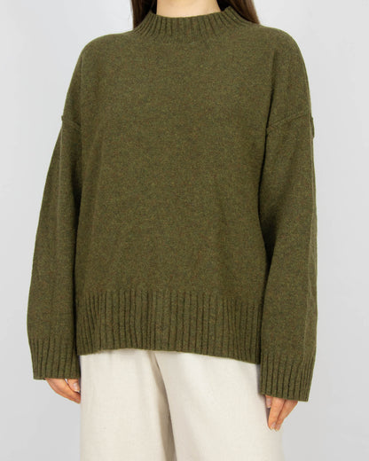 Oliwkowy khaki (wełna jagnięca) sweter WOODLING - XL