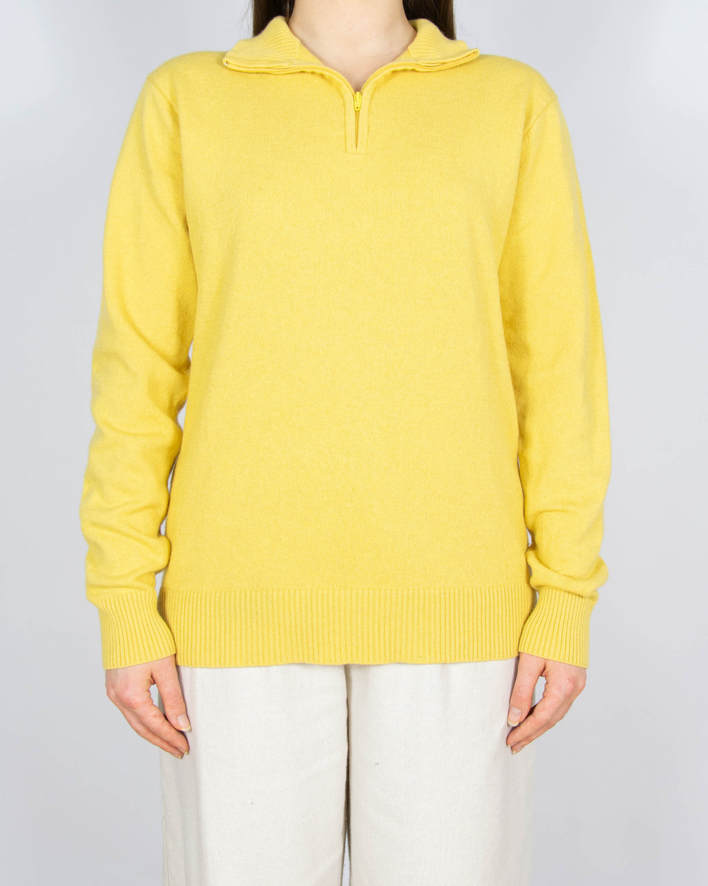 Żółty kaszmirowo jedwabny zapinany sweter Royal Spencer - M/L