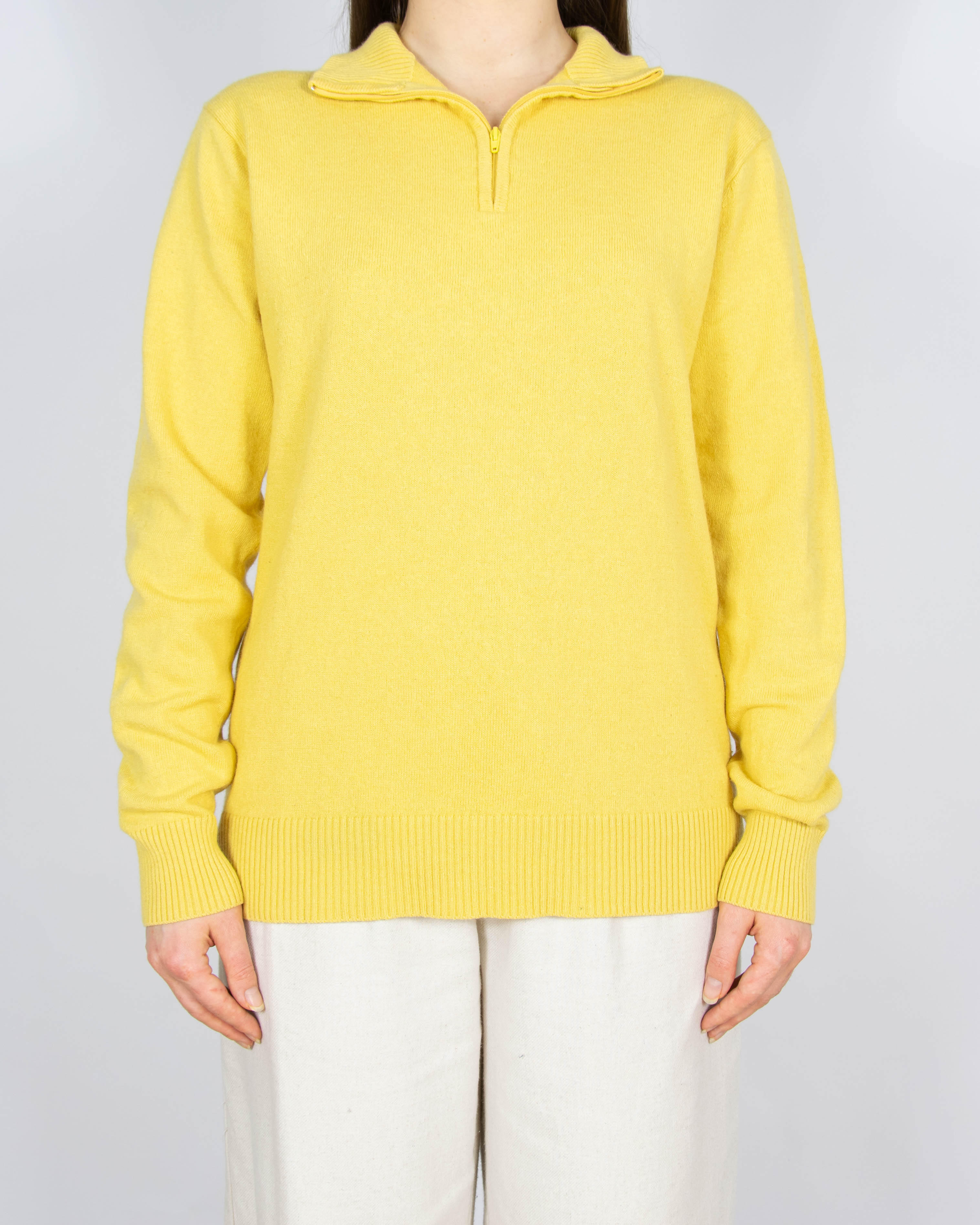 Żółty kaszmirowo jedwabny zapinany sweter Royal Spencer - M/L
