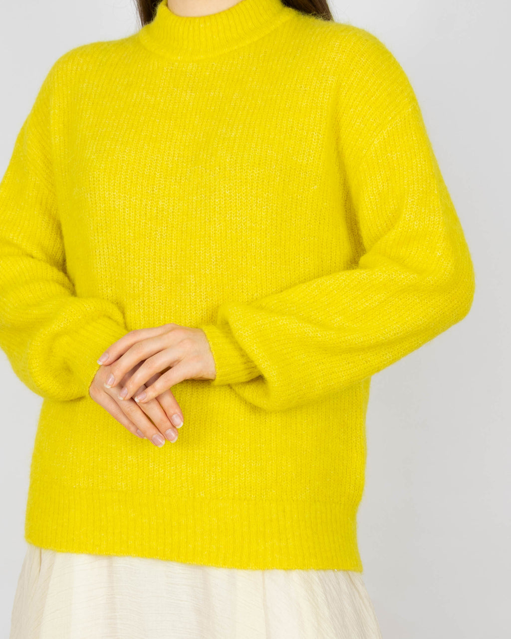 Żółty (alpaka + wełna) sweter FLTP - S