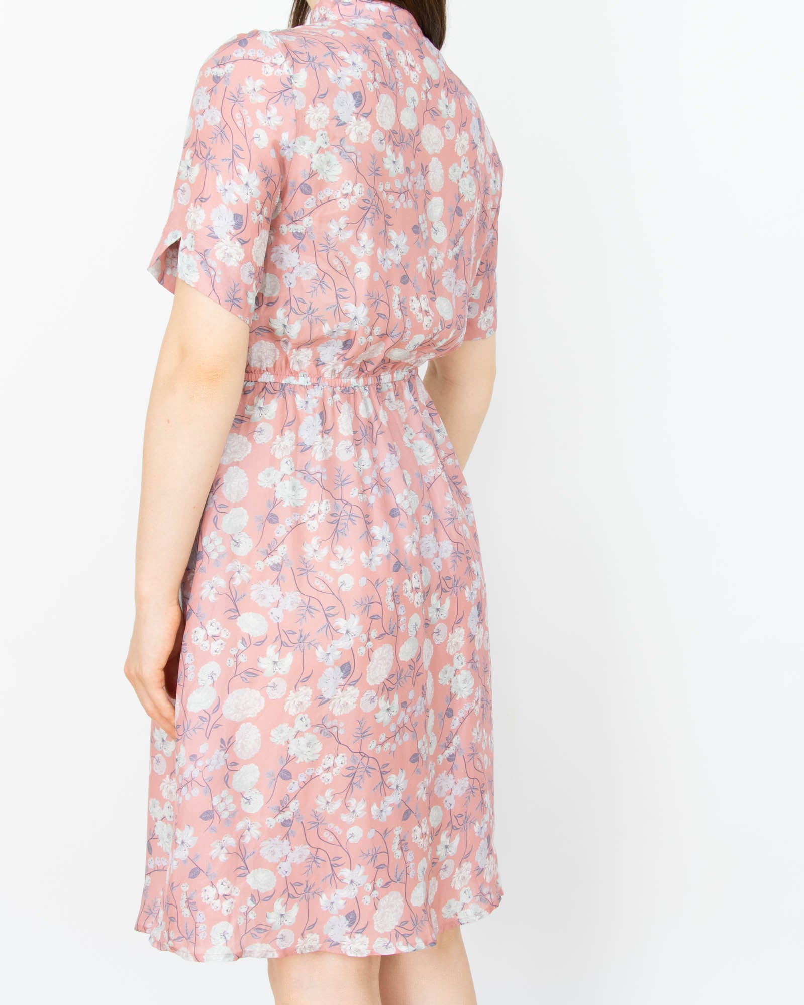 Różowa jedwabna sukienka w kwiaty ANINE BING - XS