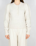 Beżowy (wełna merino + bawełna) sweter - S
