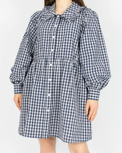 Granatowo biała bawełniana sukienka w kratkę Levi's - M