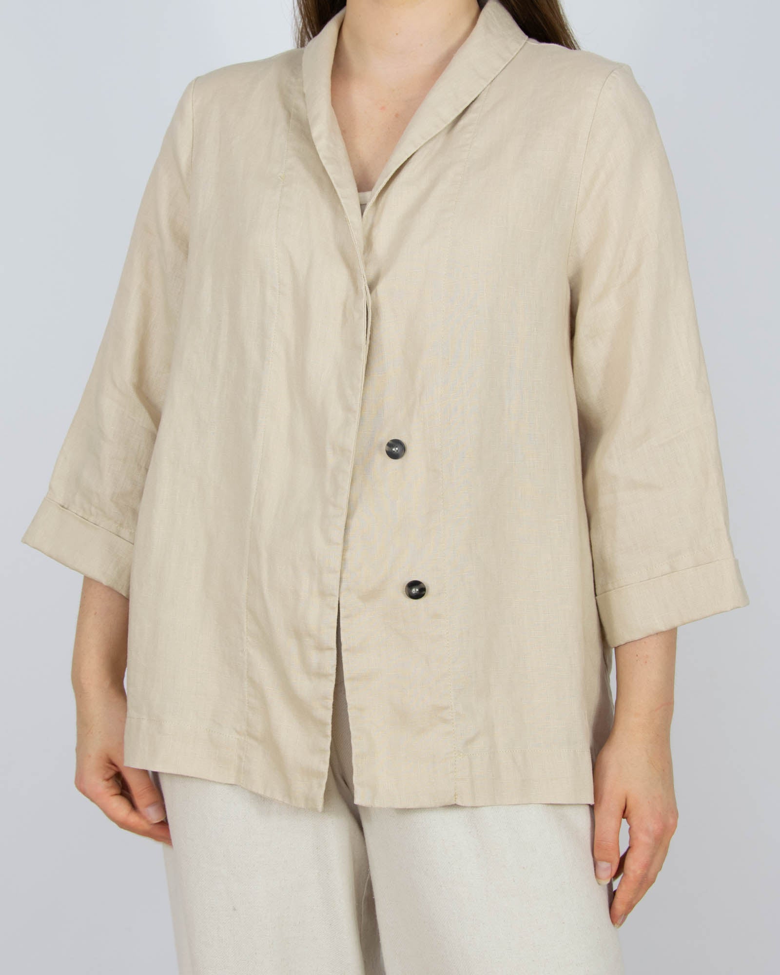 Beżowa lniana koszula IBEN - S/M