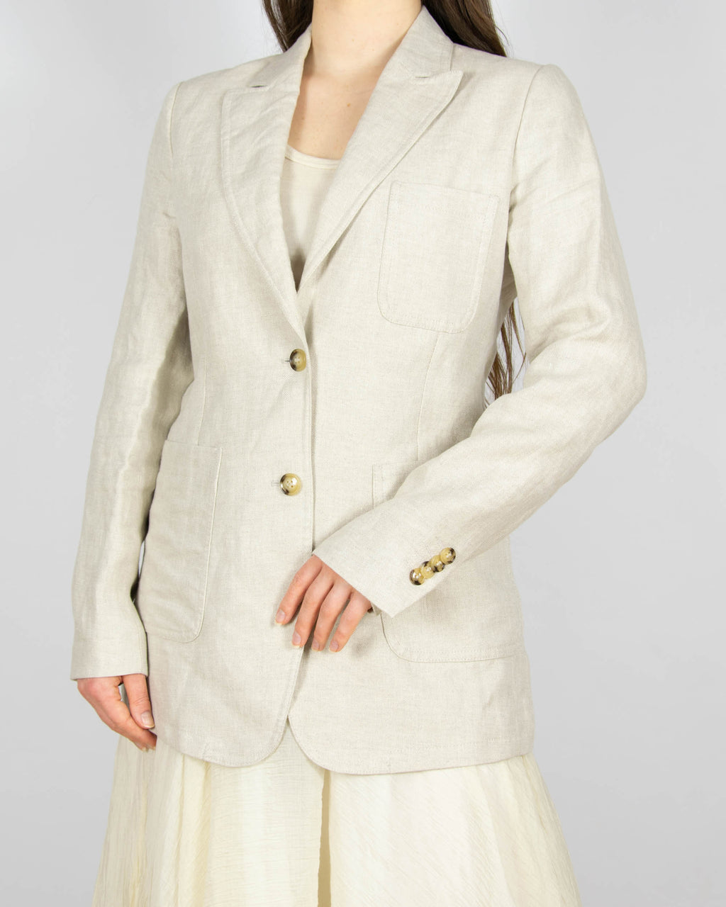 Beżowa lniana marynarka marki premium TIGER OF SWEDEN