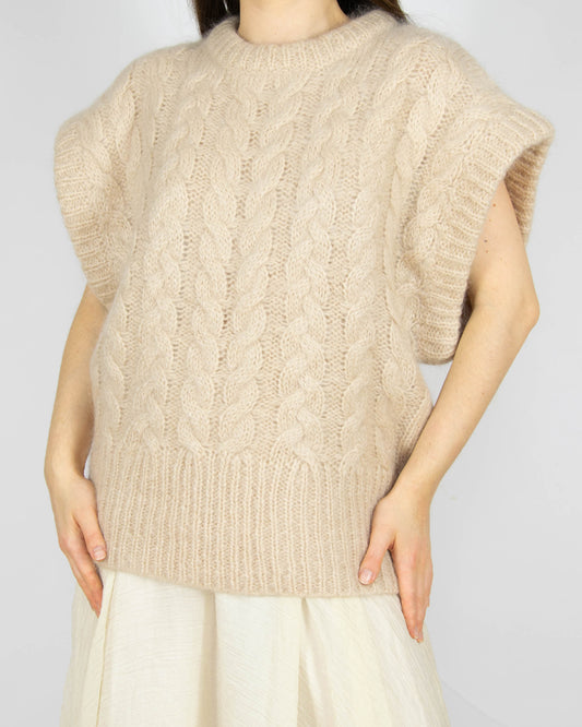 Beżowa (moher + wełna) kamizelka Ella & Il