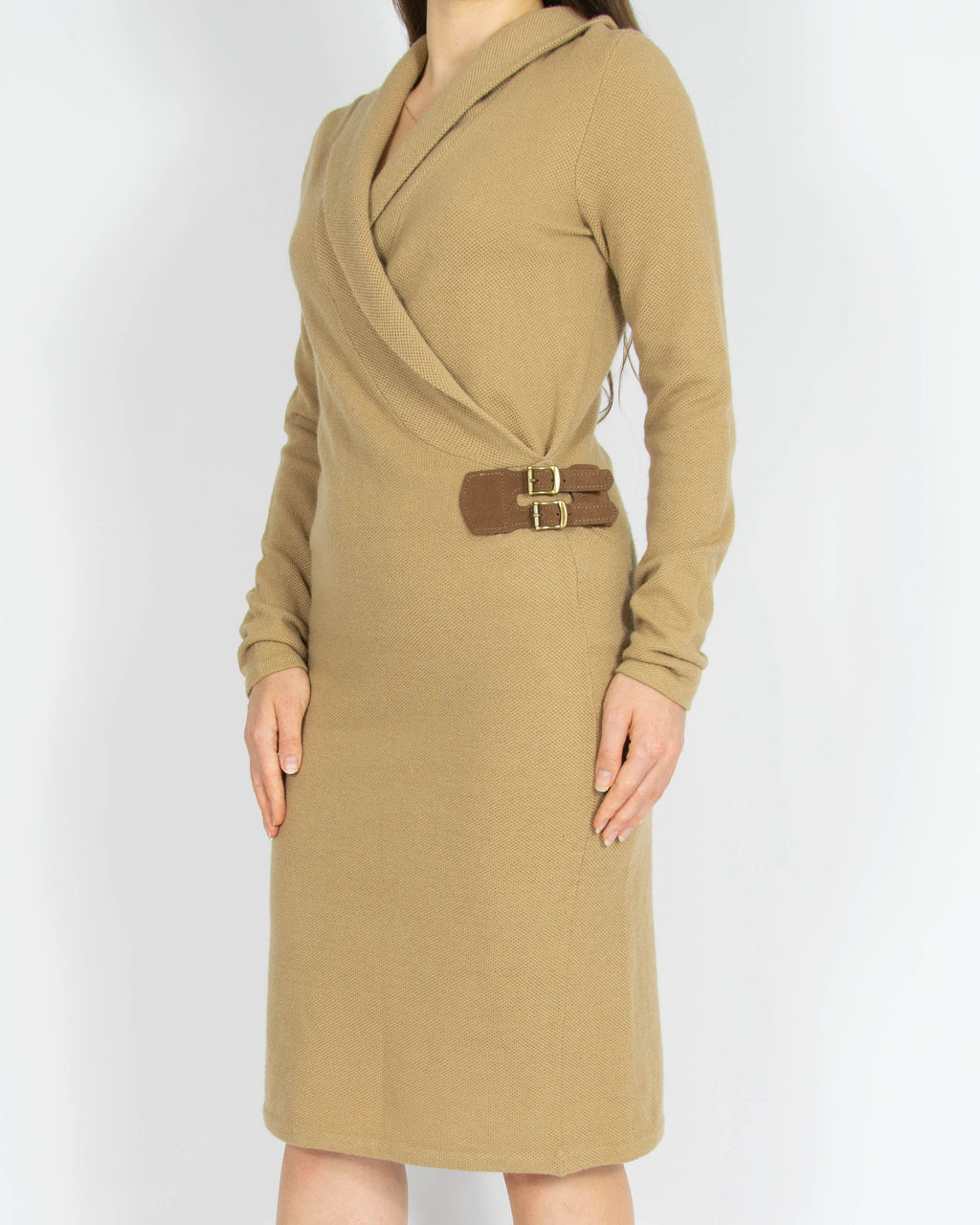 Beżowa wełniana (merino) sukienka Ralph Lauren - S