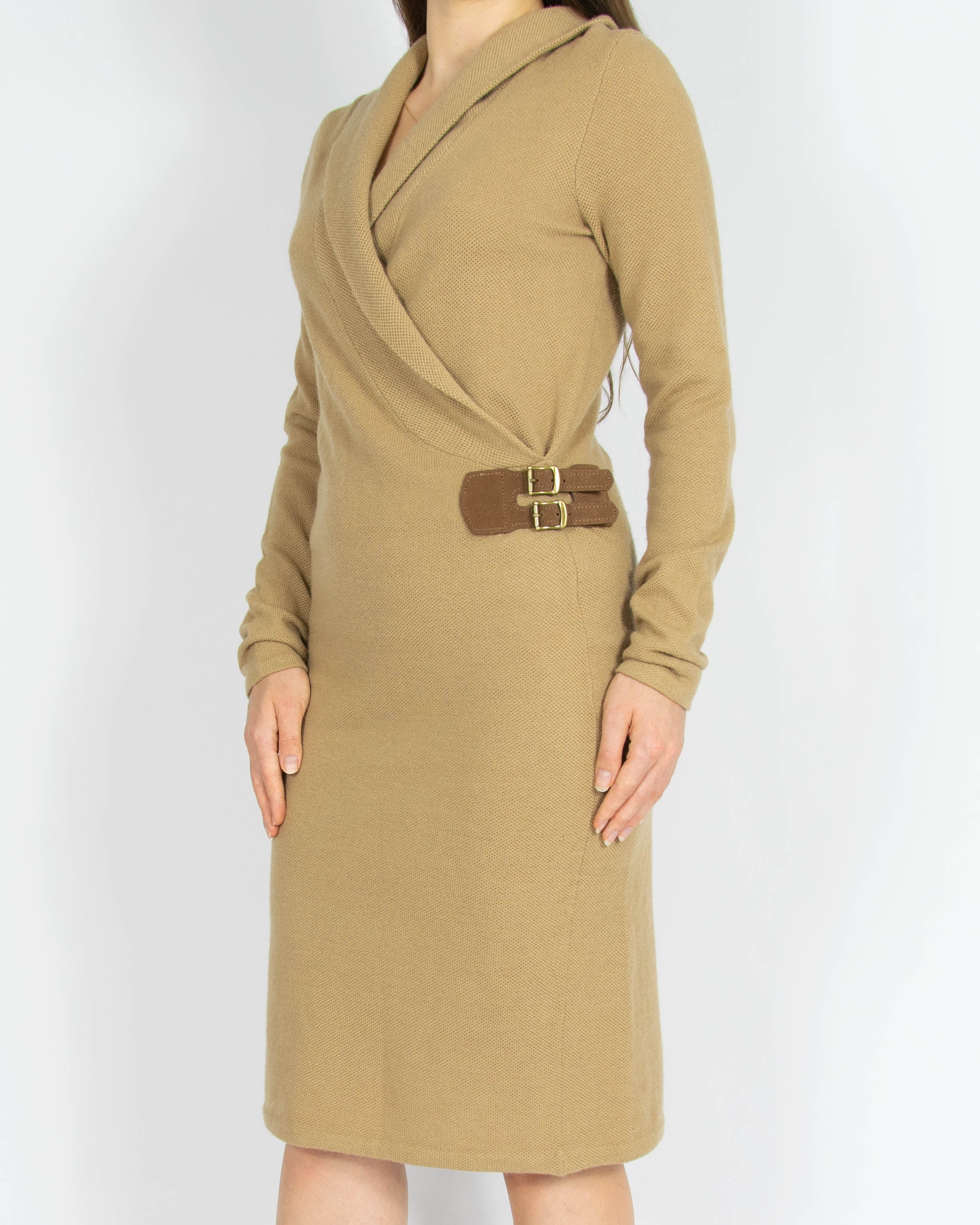 Beżowa wełniana (merino) sukienka Ralph Lauren - S