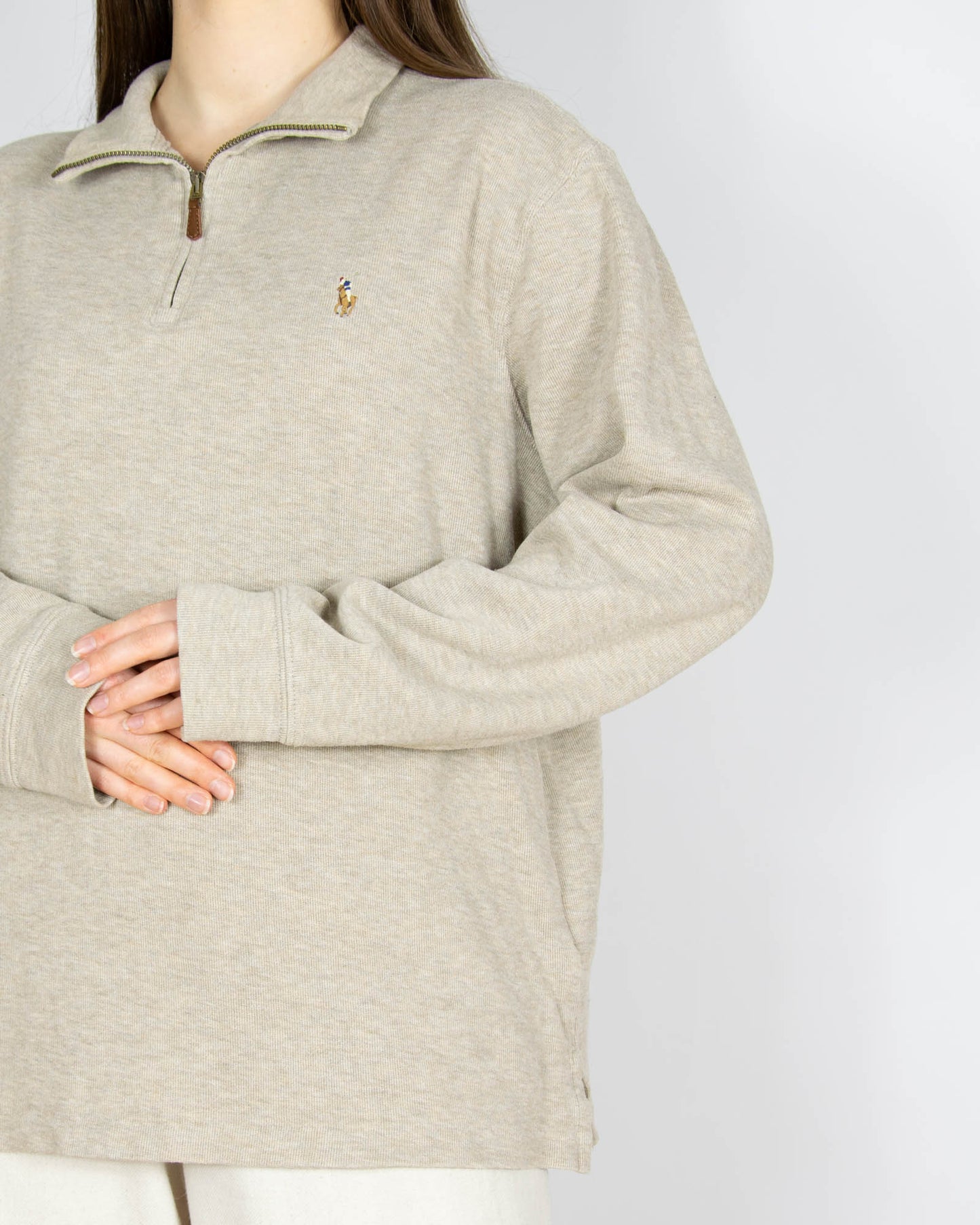 Beżowa bawełniana rozpinana bluza - M