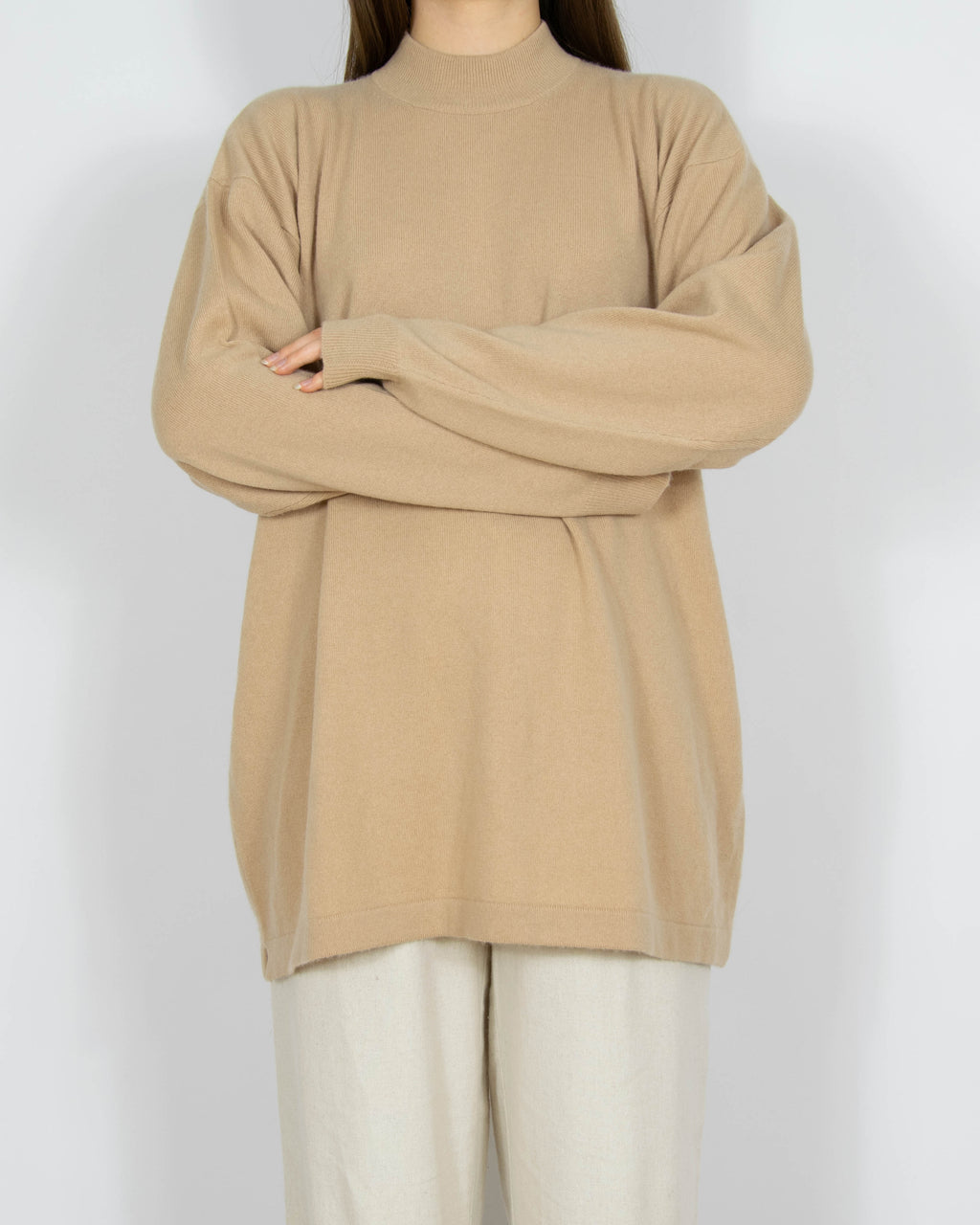 Beżowy kaszmirowy sweter - M/L