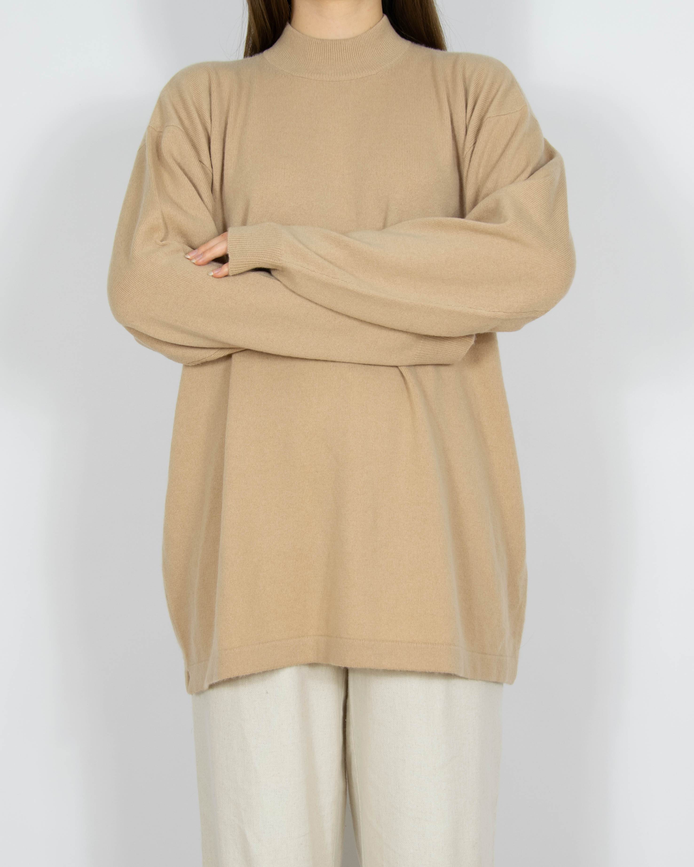 Beżowy kaszmirowy sweter - M/L