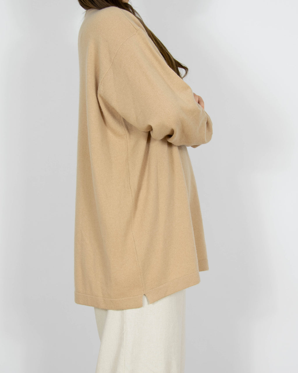 Beżowy kaszmirowy sweter - M/L
