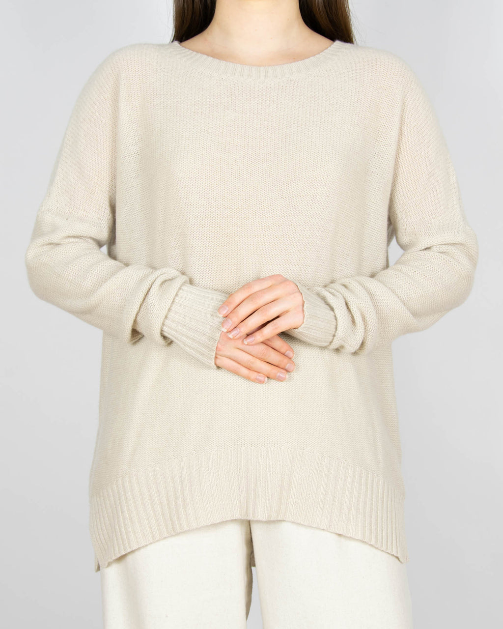 Beżowy kaszmirowy sweter 360 CASHMERE - M