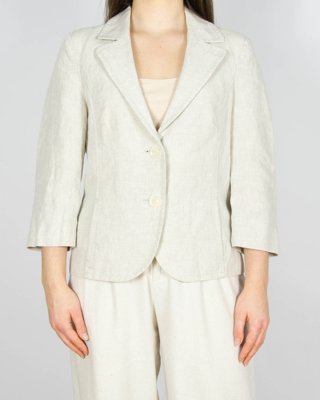 Beżowy lniany żakiet s.Oliver - S