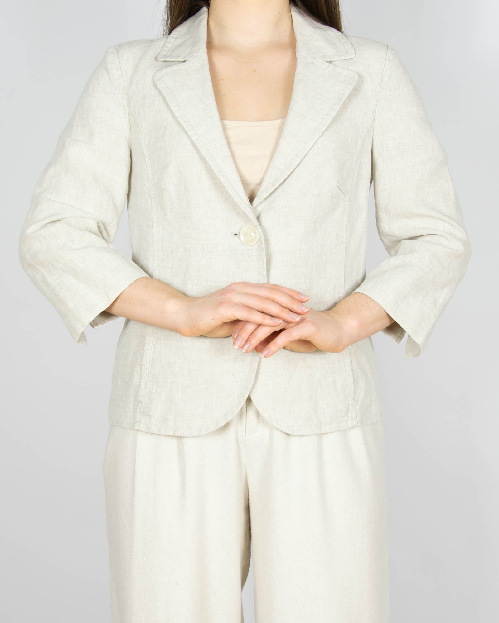 Beżowy lniany żakiet s.Oliver - S