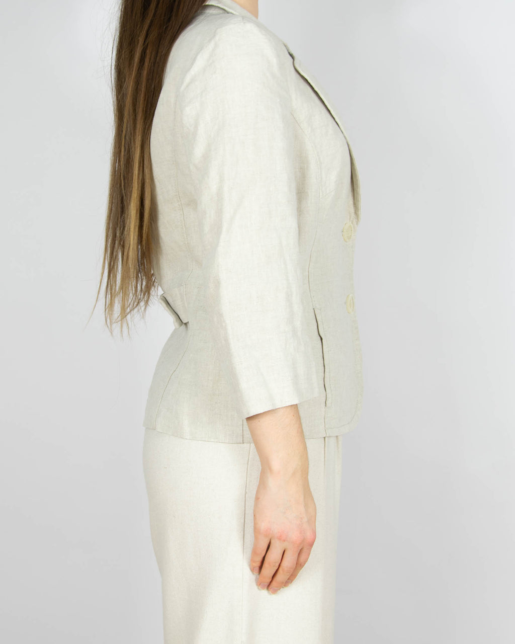 Beżowy lniany żakiet s.Oliver - S