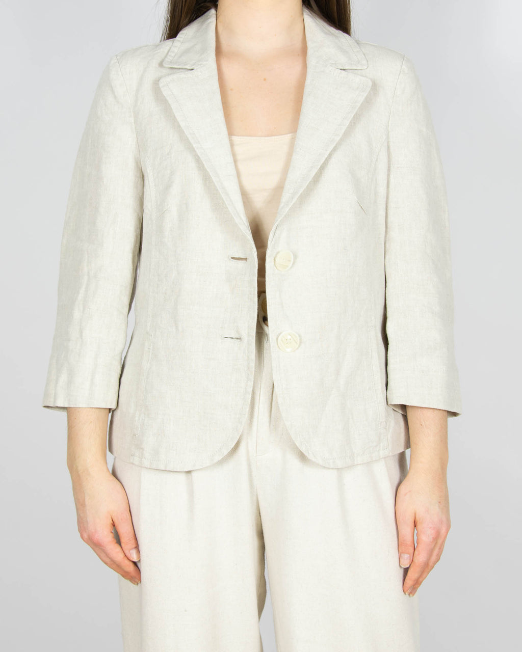 Beżowy lniany żakiet s.Oliver - S