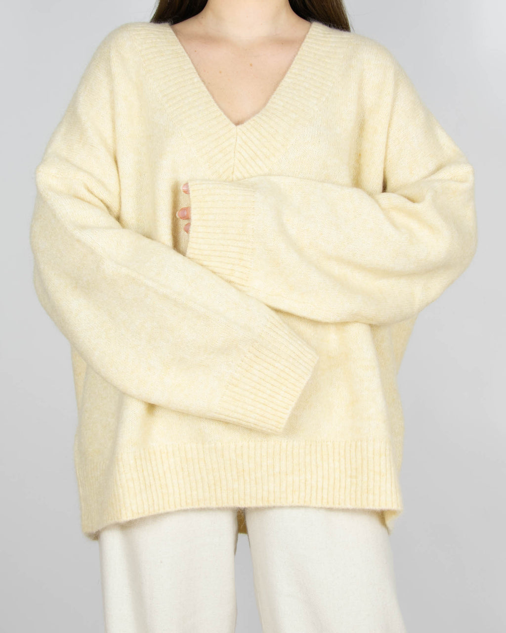 Nowy kremowy wełniany (wełna + moher) sweter - XL