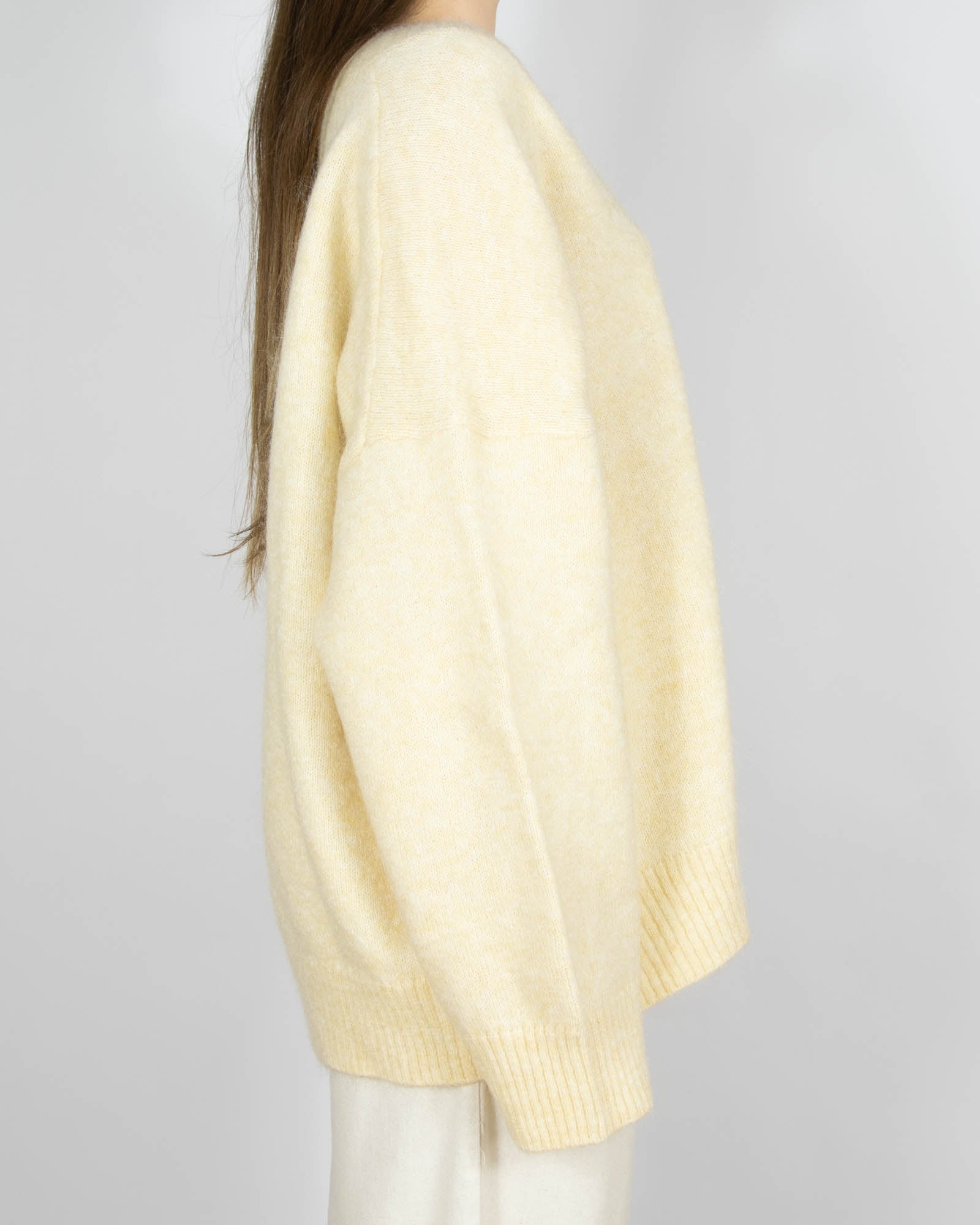 Nowy kremowy wełniany (wełna + moher) sweter - XL