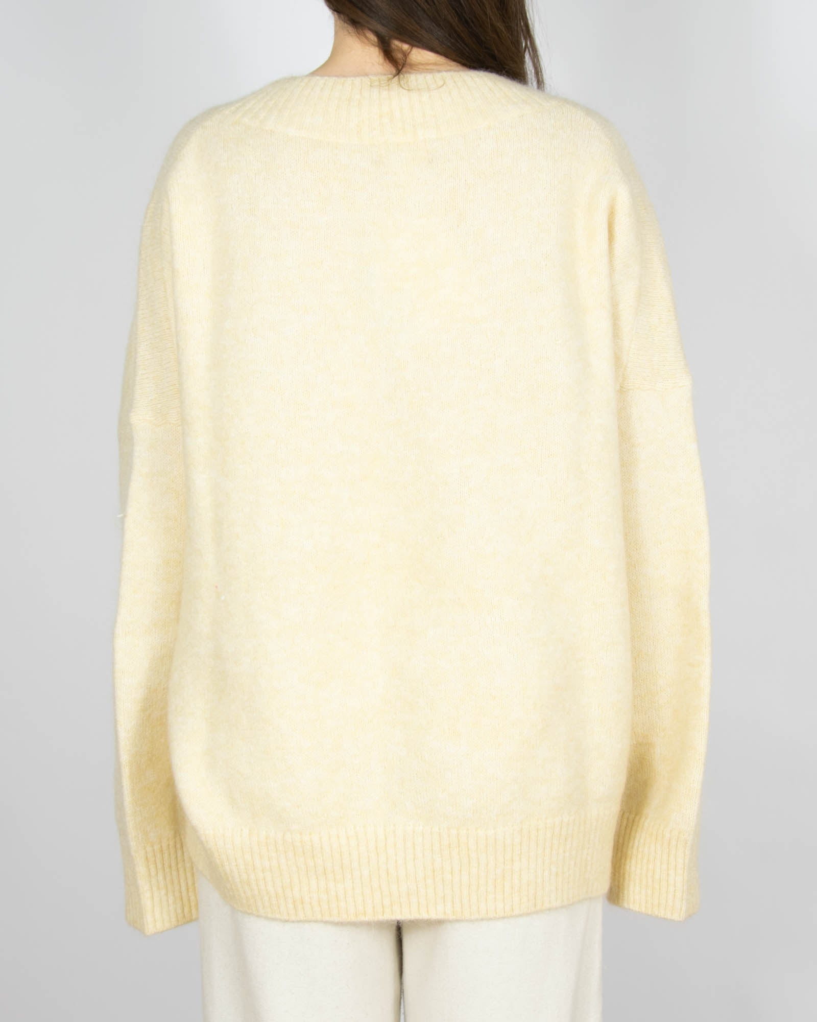 Nowy kremowy wełniany (wełna + moher) sweter - XL