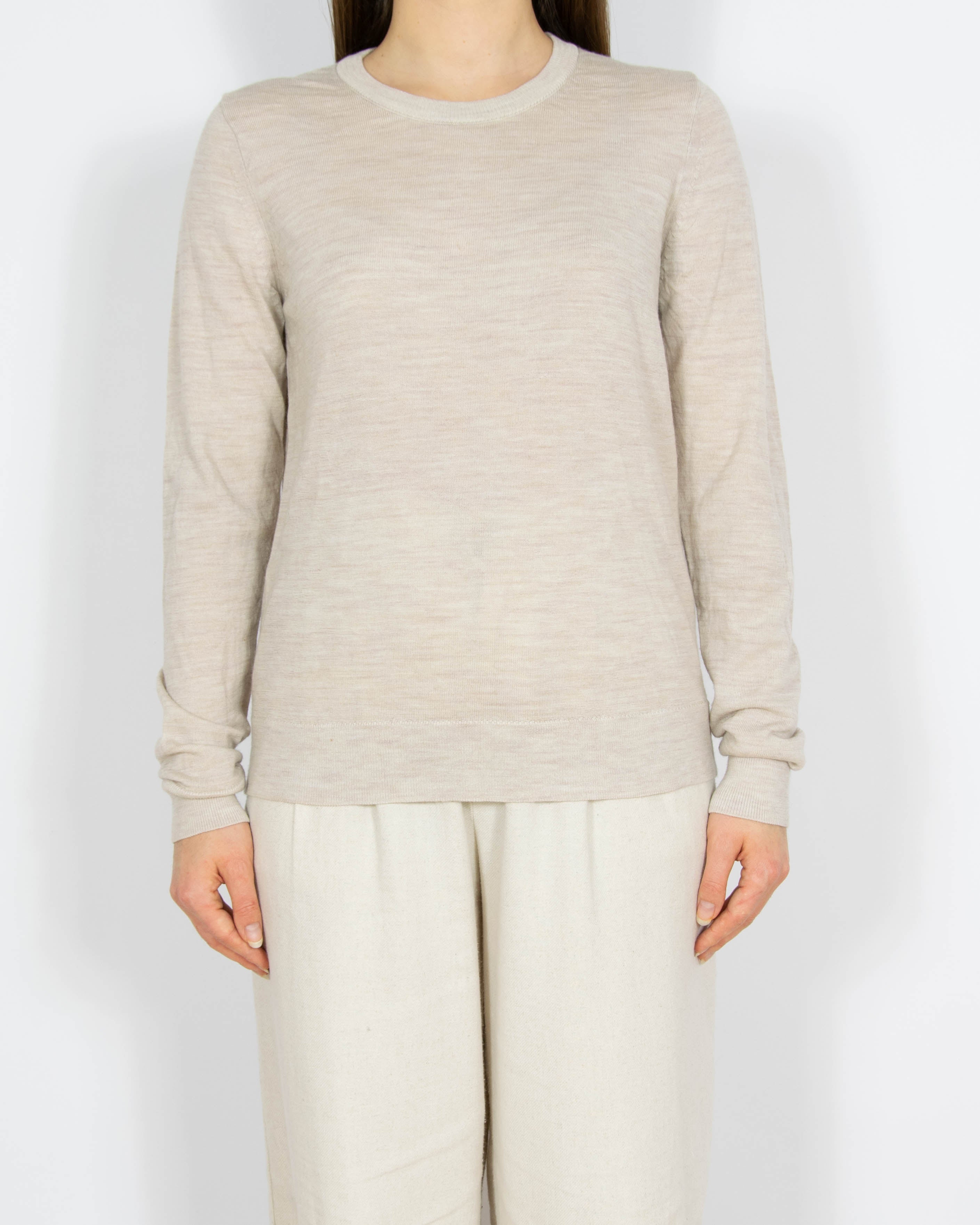 Jasnobeżowy wełniany (merino) sweter Selected Femme