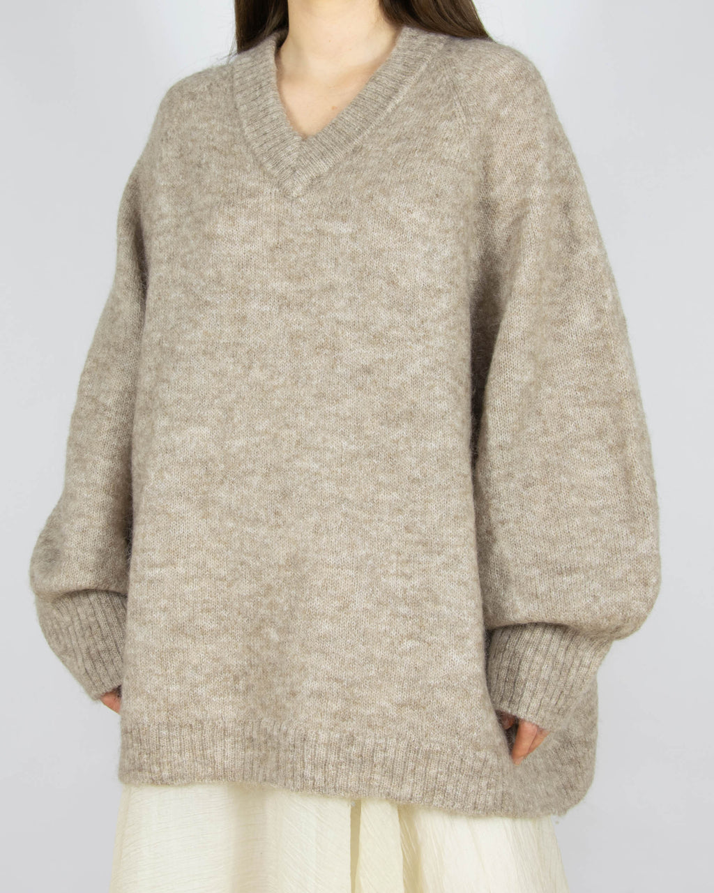 Beżowy (moher + wełna) sweter kay/day 