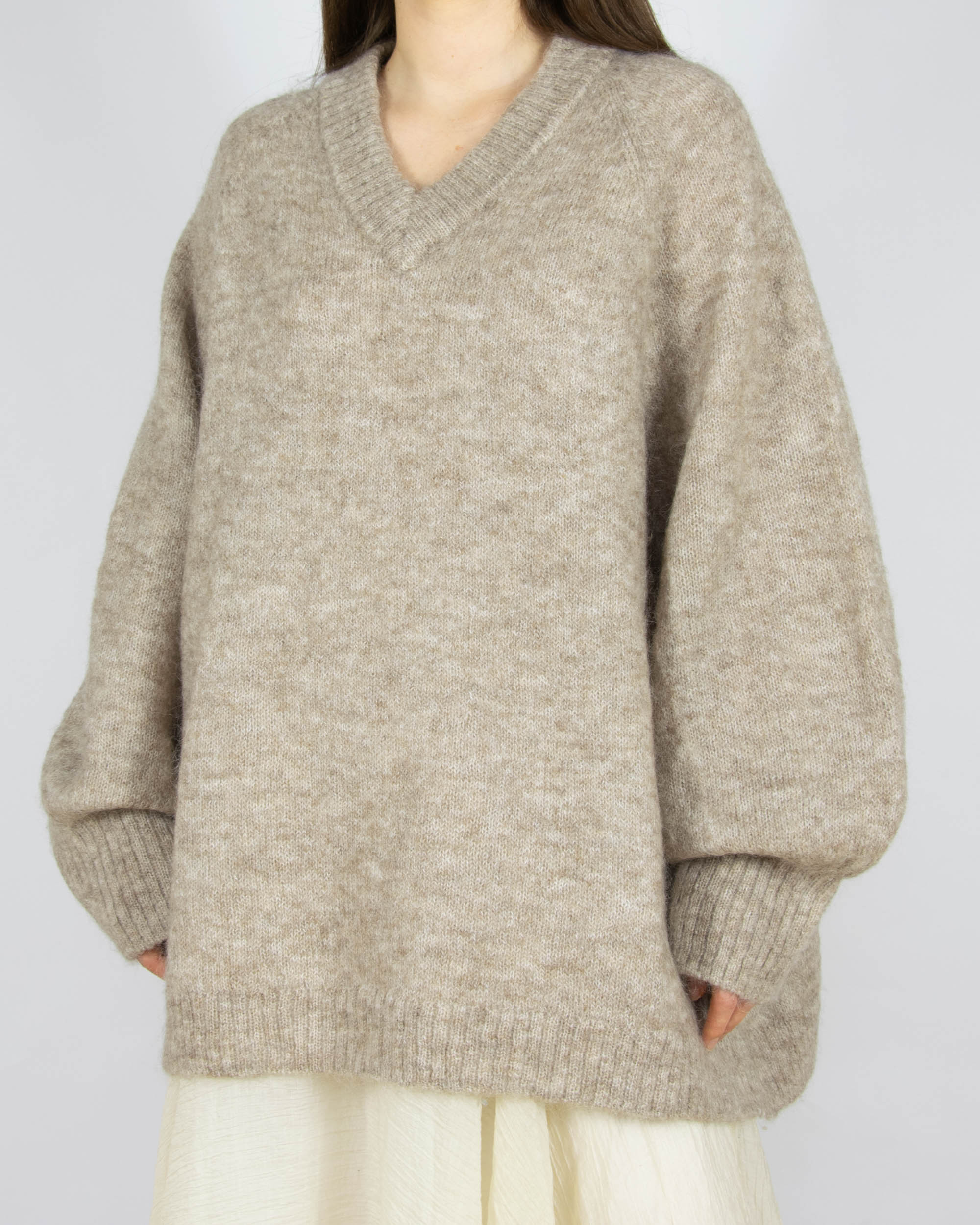 Beżowy (moher + wełna) sweter kay/day 