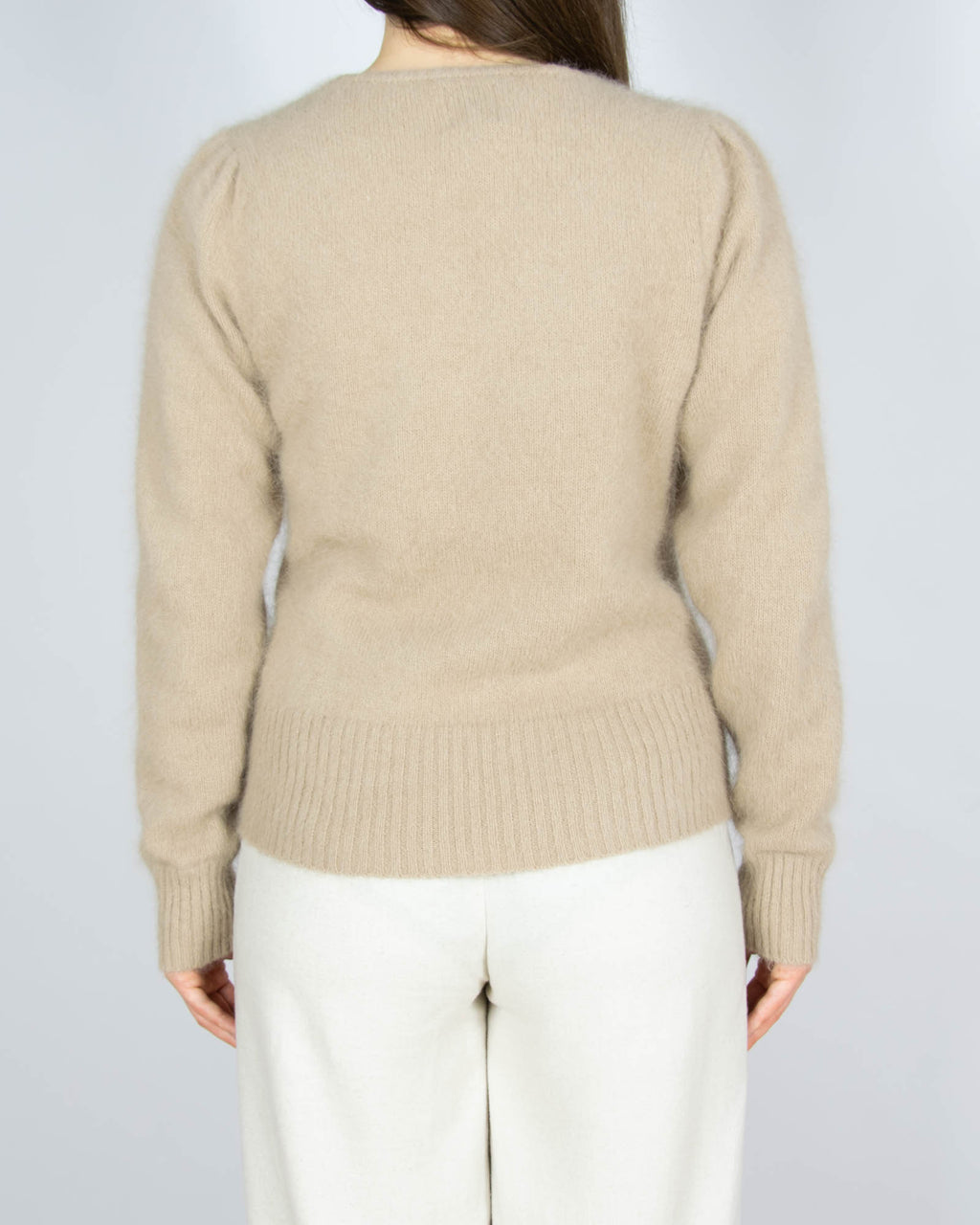 Nowy beżowy wełniany (angora) sweter - S
