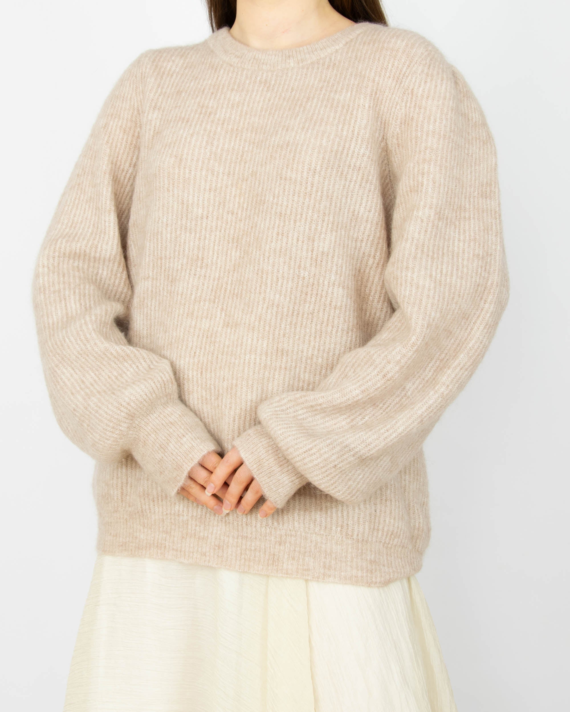 Beżowy (moher + wełna) sweter DONNA