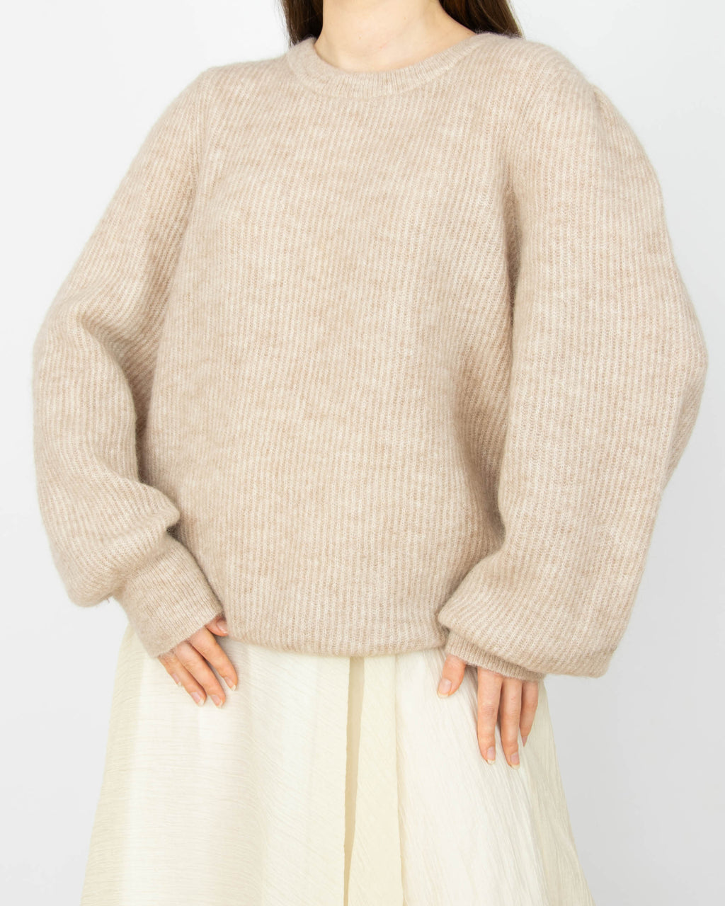 Beżowy (moher + wełna) sweter DONNA - XXL