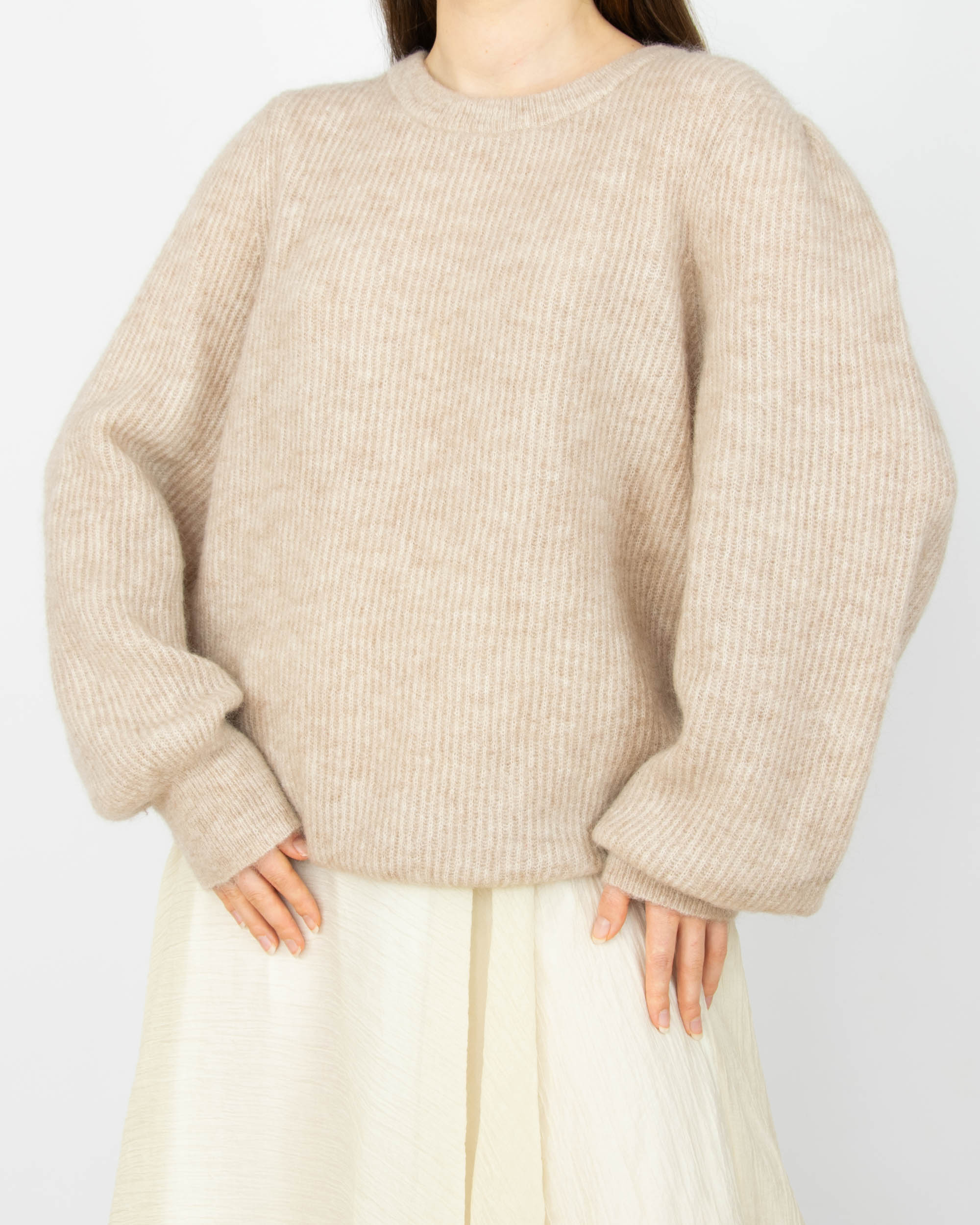 Beżowy (moher + wełna) sweter DONNA - XXL