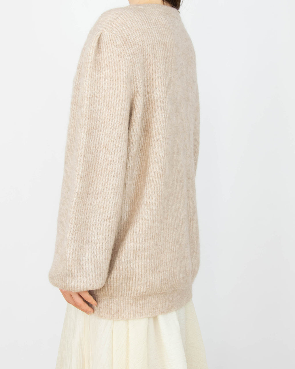 Beżowy (moher + wełna) sweter DONNA - XXL
