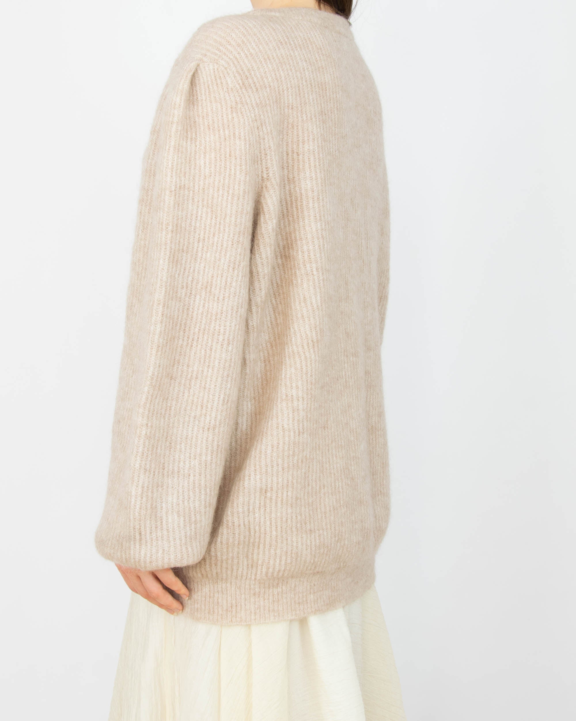 Beżowy (moher + wełna) sweter DONNA - XXL